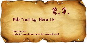 Mándity Henrik névjegykártya